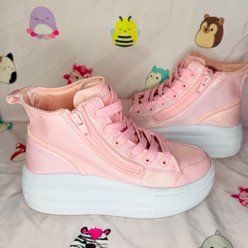 Skechers Hyperlift High-Top Sneakers - Shimmer Pink - Little Girls Size 13